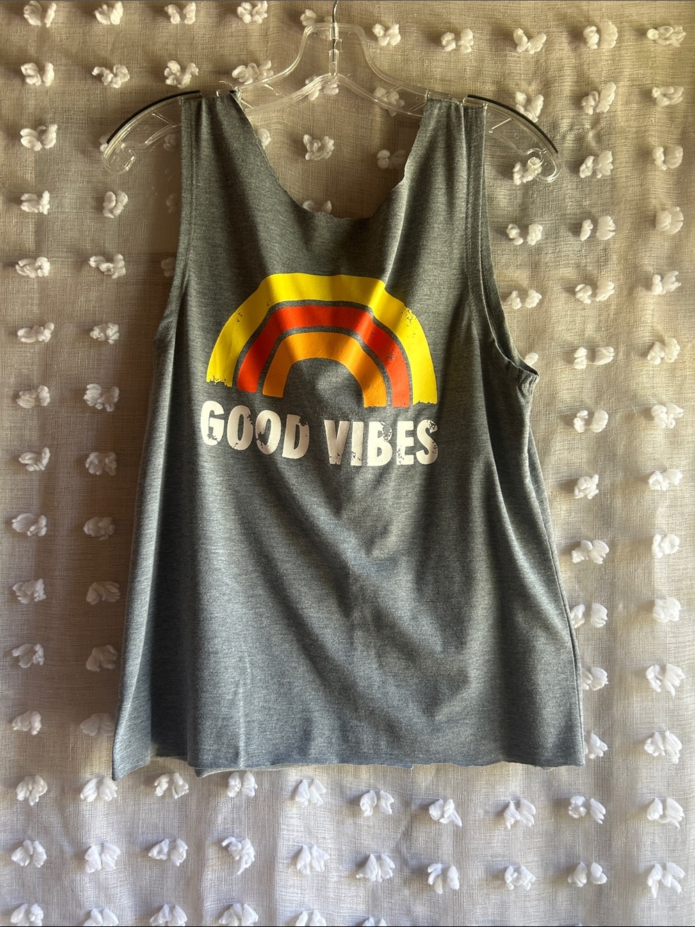 Good Vibes Grey Graphic Tank Top